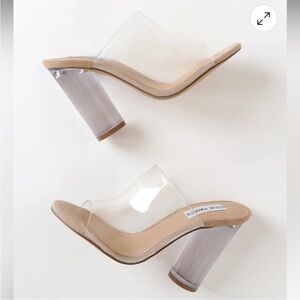 Steve Madden Womens Classify Clear and Nude High Heel Sandals size 10